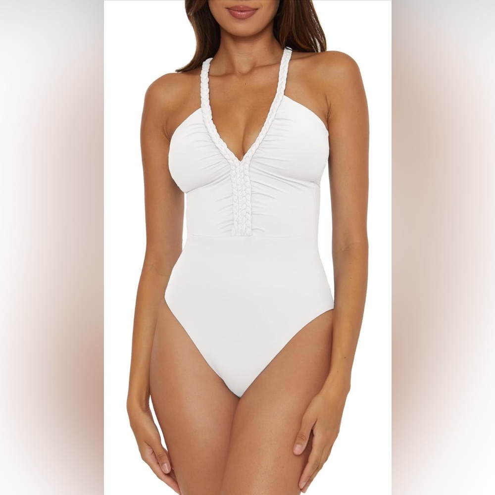 SOLUNA Braid Trim One-Piece Swimsuit, White, Small, $148
